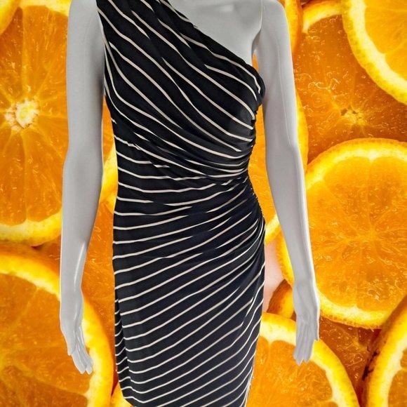 LAUREN Off Shoulder Black and White Dress Size 8 - Picture 7 of 7